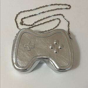Silver Crossbody Chain Bag Purse Clutch Video Game Controller Shape Small